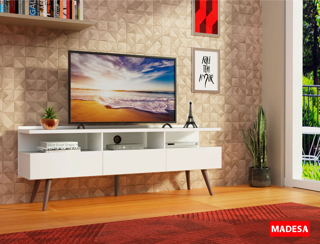 Centro de Entretenimiento Mesa para TV Londres Hasta 65 Pulgadas Blanco