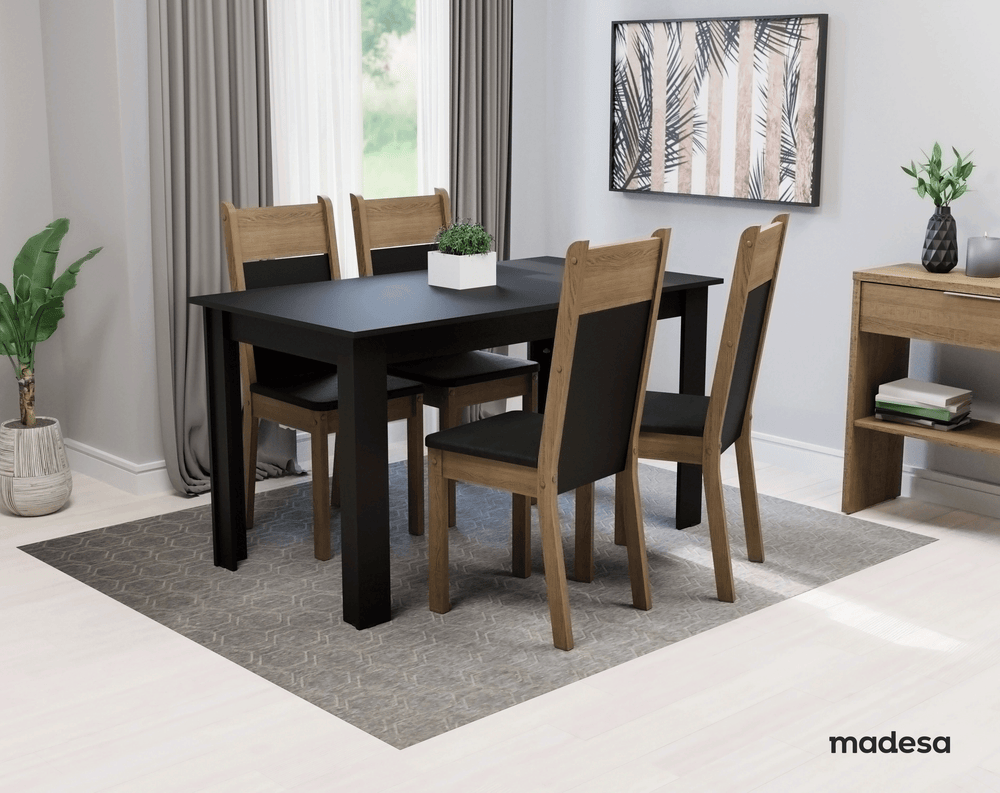 Juego de Comedor Havana con 4 Sillas Negro/Marrón