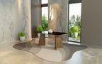 Mesa de Comedor Rectangular 8 Puestos con Tablero de Madera y Cristal MarrónNegro