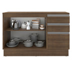 Mueble de Cocina Bajo Glamy 1.20 m 2 Puertas 3 Cajones con Encimera Marrón