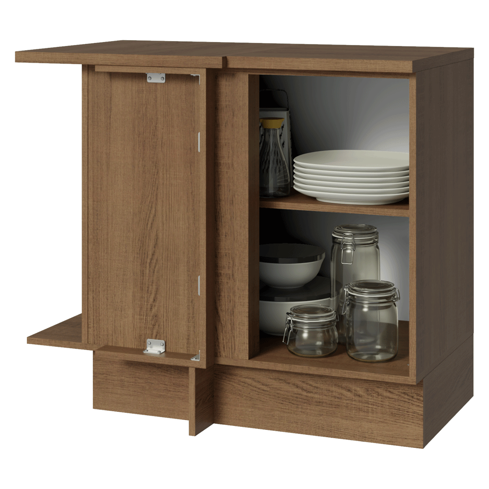Mueble de Cocina Bajo de Esquina Glamy 1 Puerta Marrón/Negro