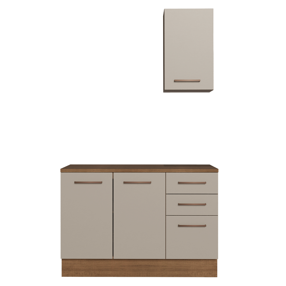 Conjunto de Mueble para Baño Agata 1.20 m 3 Puertas 3 Cajones Marrón/Crema