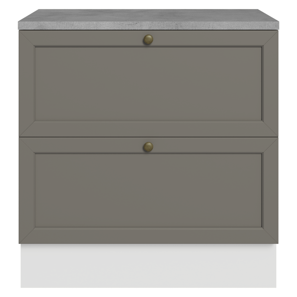 Mueble de Cocina Bajo Vik 80 cm 2 Cajones Blanco/Gris