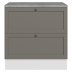 Mueble de Cocina Bajo Vik 80 cm 2 Cajones Blanco/Gris
