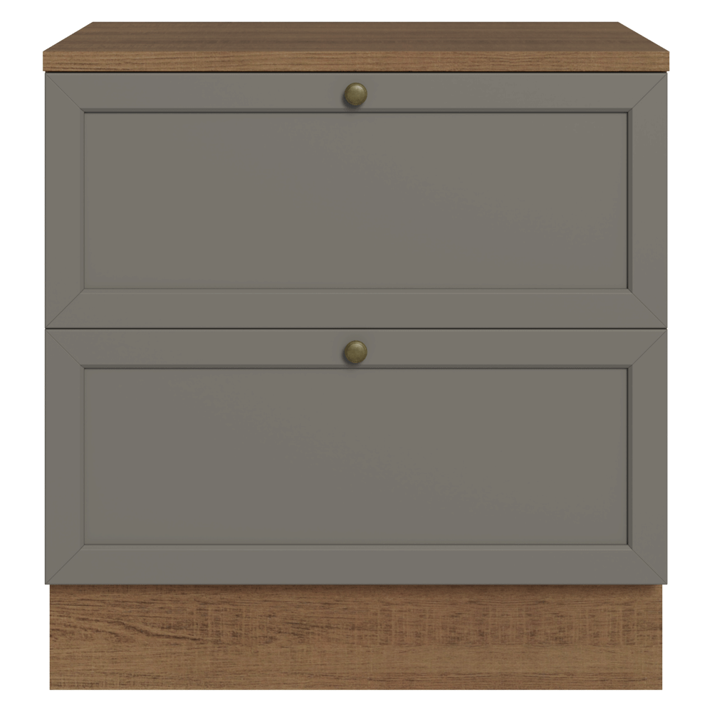 Mueble de Cocina Bajo Vik 80 cm 2 Cajones Marrón/Gris