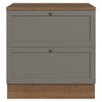 Mueble de Cocina Bajo Vik 80 cm 2 Cajones Marrón/Gris