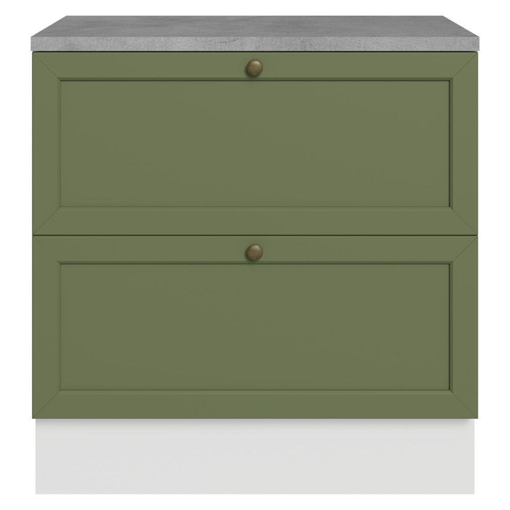 Mueble de Cocina Bajo Vik 80 cm 2 Cajones Blanco/Verde