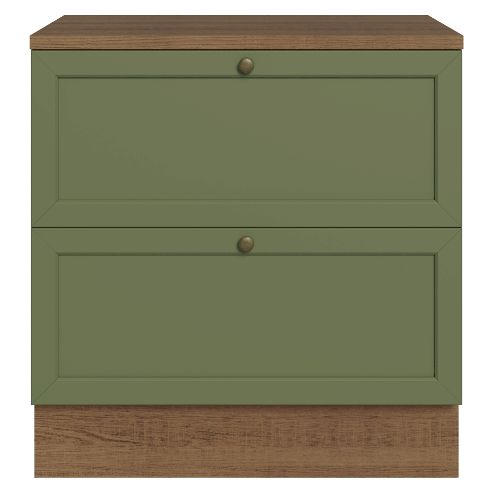 Mueble de Cocina Bajo Vik 80 cm 2 Cajones Marrón/Verde