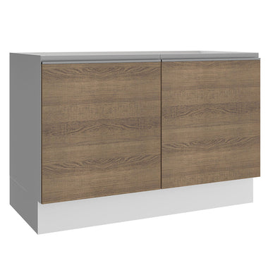 Mueble de Cocina Bajo Glamy 1.20 Metros 2 Puertas Blanco/Marrón