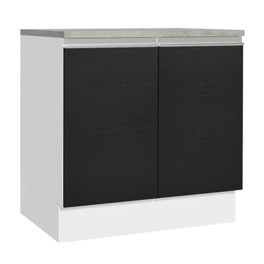 Mueble de Cocina Bajo Glamy 80 cm 2 Puertas Blanco/Negro