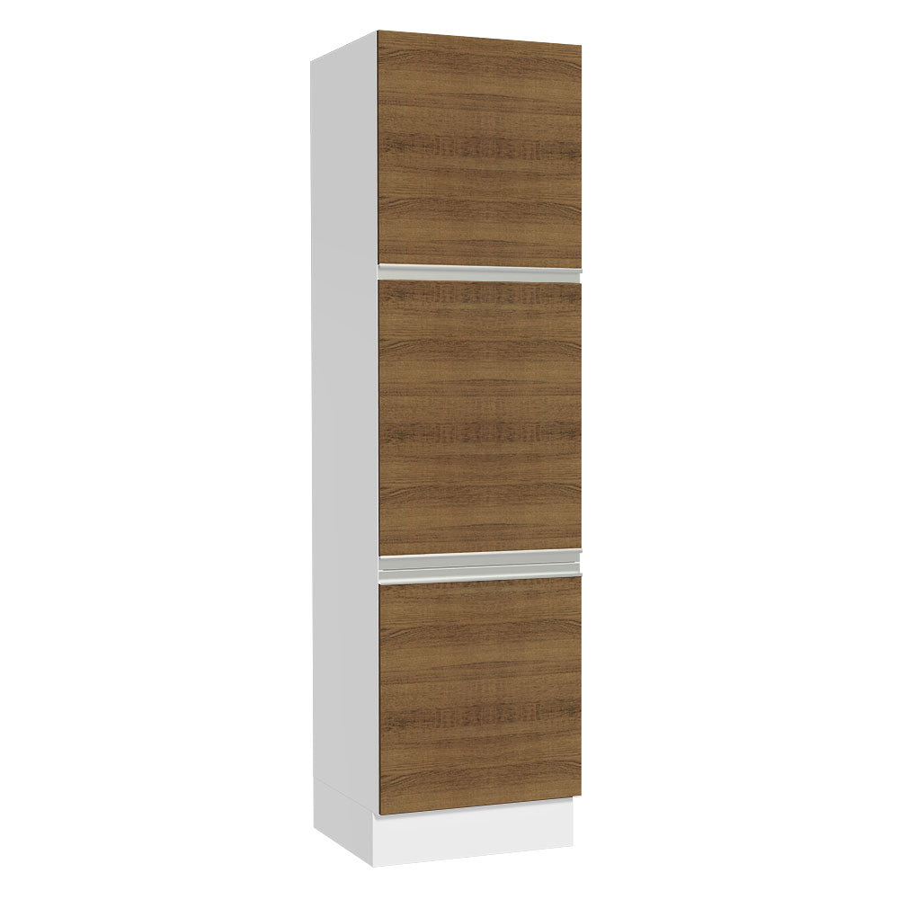 Mueble de Cocina Armario Vertical Glamy 3 Puertas Blanco/Marrón