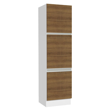 Mueble de Cocina Armario Vertical Glamy 3 Puertas Blanco/Marrón
