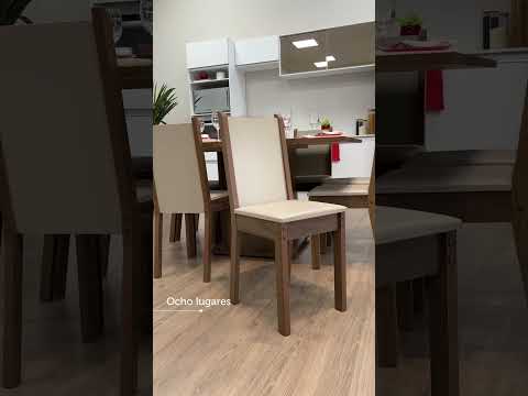 Juego de Comedor Marisa con 8 Sillas Marrón/Crema/Beige
