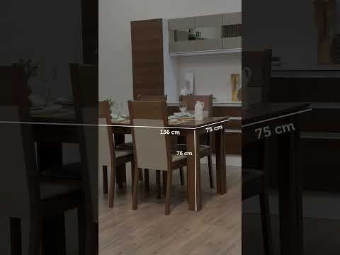 Juego de Comedor Cali con 4 Sillas Marrón/Crema