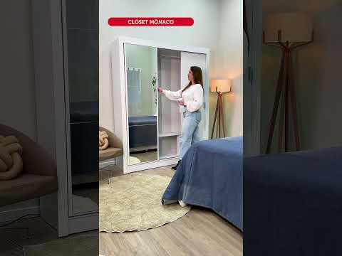 Clóset Monaco 3 Puertas Corredizas 1 Espejo Blanco 170 cm x 205 cm x 51 cm