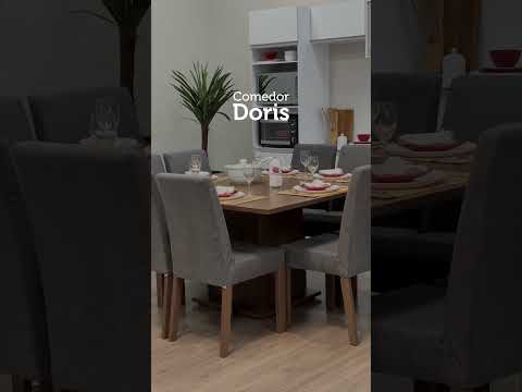 Juego de Comedor Doris con 8 Sillas Marrón/Plateado