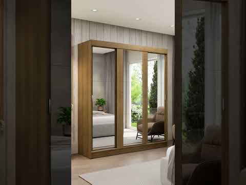 Clóset Reno 3 Puertas Corredizas 4 Cajones Marrón 180 cm x 205 cm x 54 cm