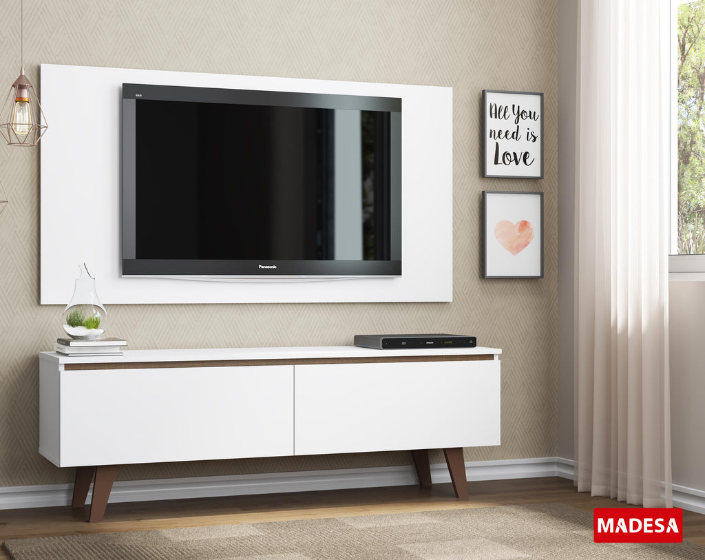 Centro de Entretenimiento para TV Le Mans Mesa y Panel Hasta 55 Pulgadas Blanco