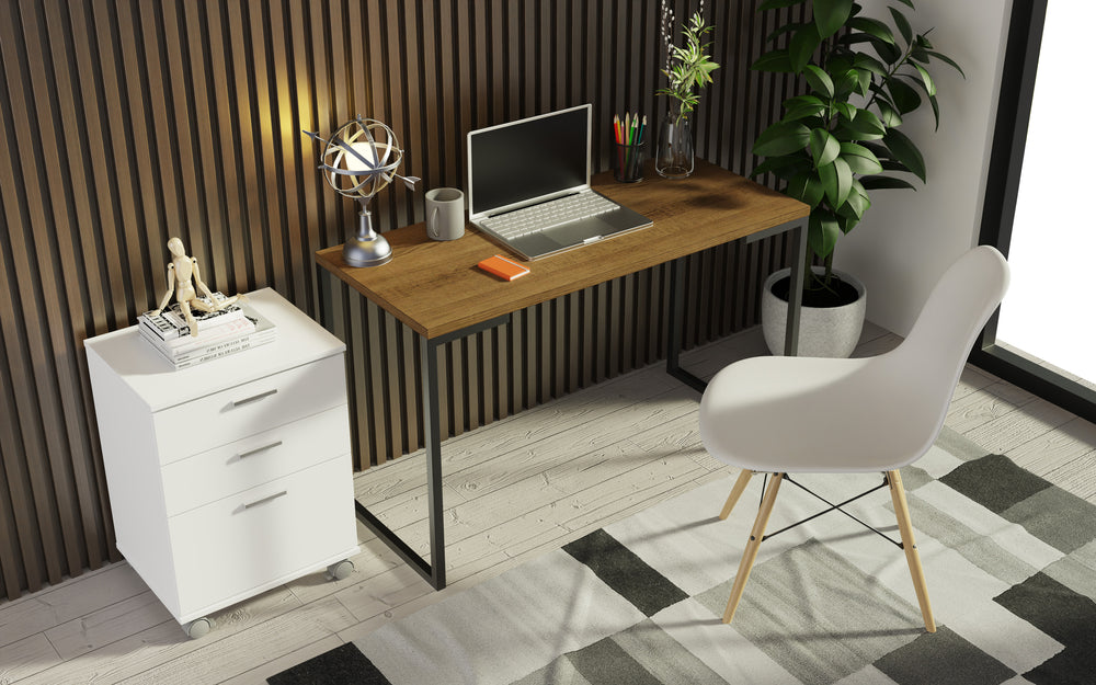Escritorio de Oficina Industrial y Cajonera Madesa MarrónBlanco