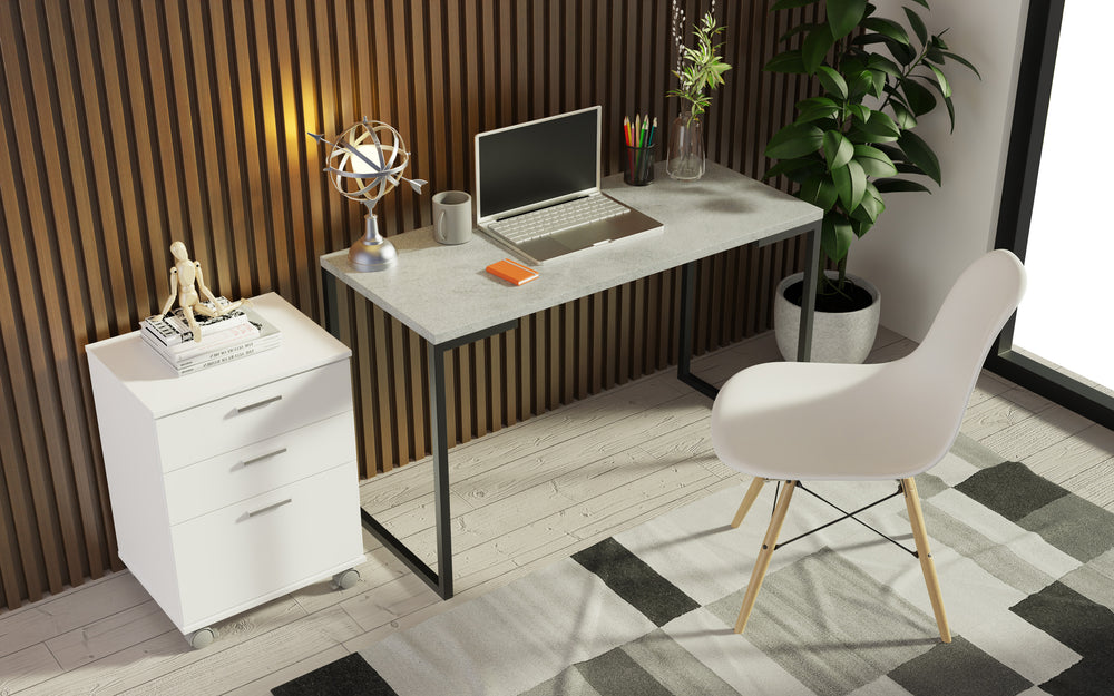 Escritorio de Oficina Industrial y Cajonera Madesa GrisBlanco