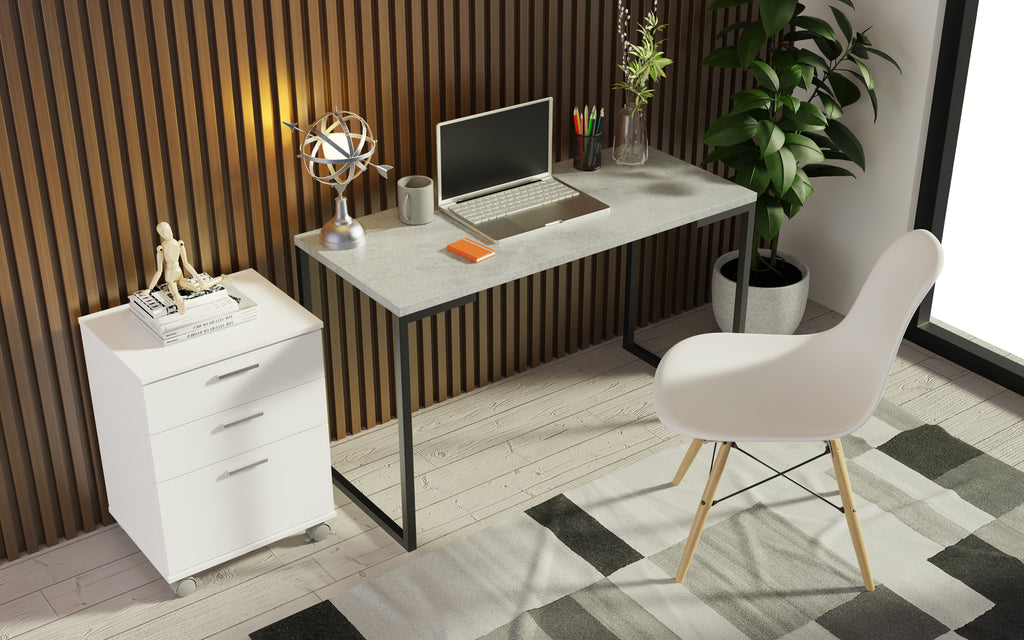 Escritorio de Oficina Industrial y Cajonera Madesa GrisBlanco