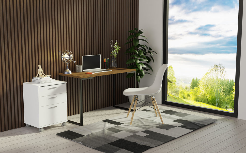 Escritorio de Oficina Industrial y Cajonera Madesa MarrónBlanco
