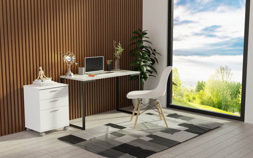 Escritorio de Oficina Industrial y Cajonera Madesa GrisBlanco